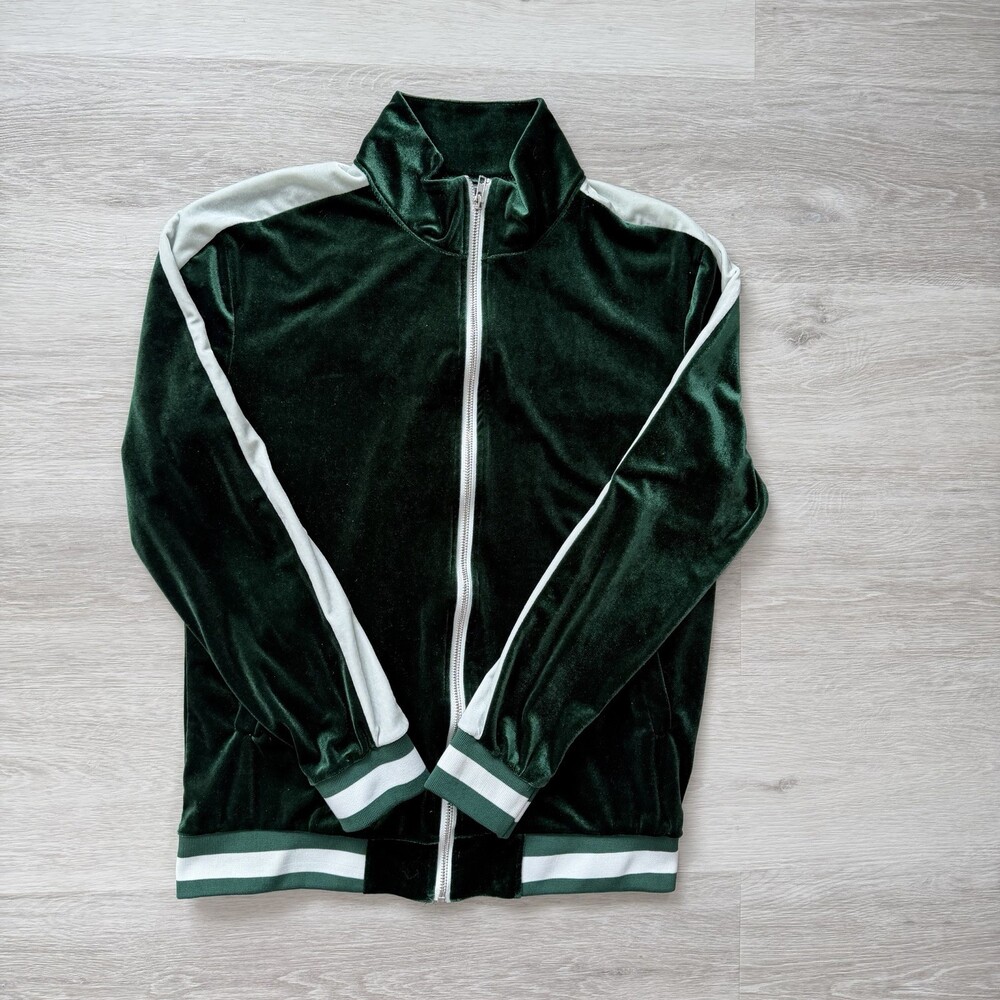 RARE N4E1 "Not For Everyone" Green Retro Velour Track Jacket Men's Size Large